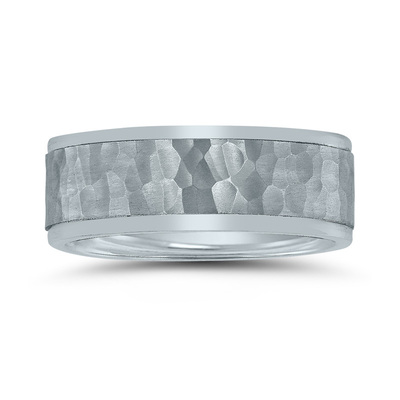 Novell Step Edge Hammer Wedding Ring - view 2 thumbnail