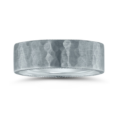 Novell Coin Edge Hammer Wedding Ring - view 2 thumbnail
