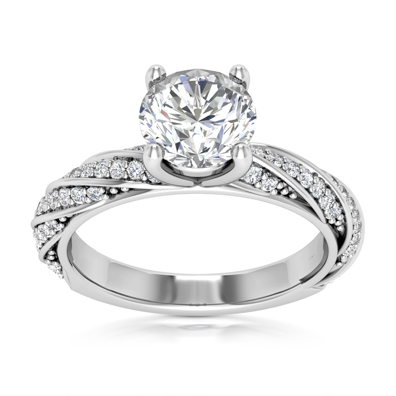 14K white gold Modern Shared Prong Diamond Engagement Ring 0.34ct - main view