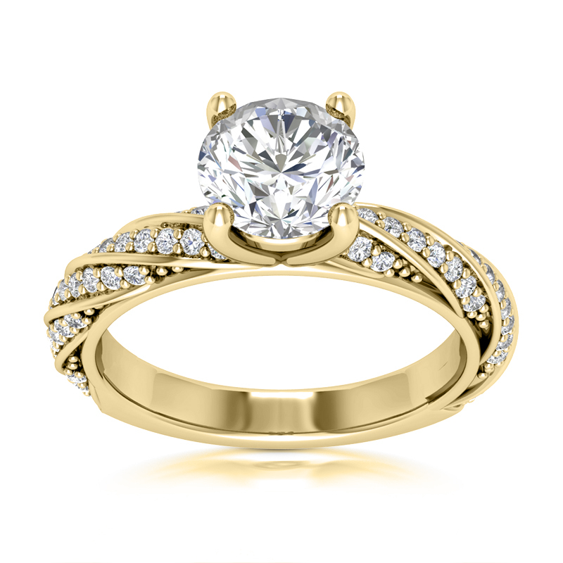 14K white gold Modern Shared Prong Diamond Engagement Ring 0.34ct - alternate view 2