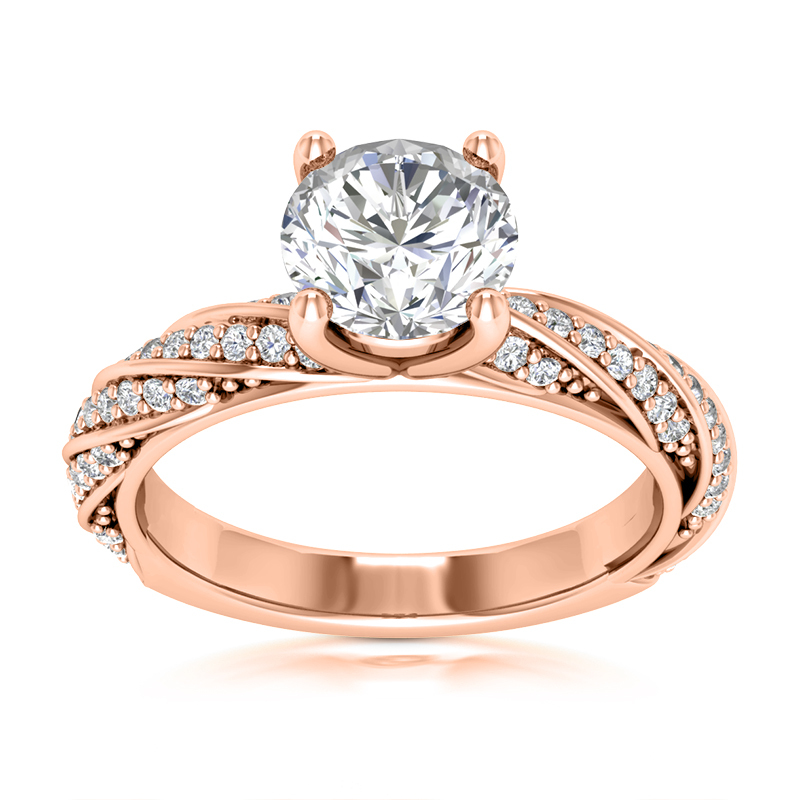 14K white gold Modern Shared Prong Diamond Engagement Ring 0.34ct - alternate view 3
