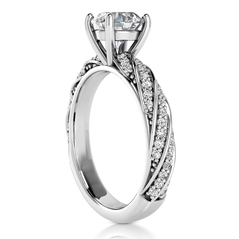 14K white gold Modern Shared Prong Diamond Engagement Ring 0.34ct - alternate view 4