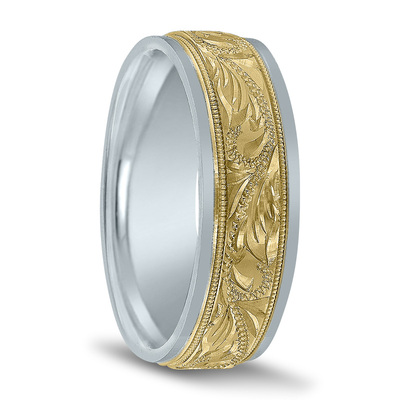 Novell Floral Carved Milgrain Wedding Ring  - main view thumbnail