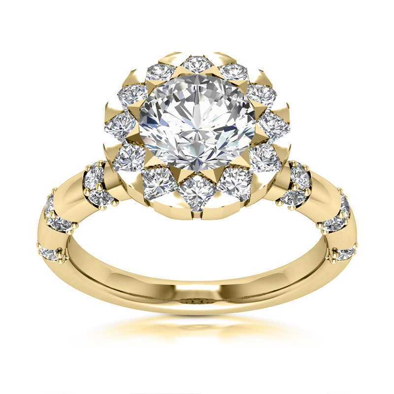 Wrap Set Halo Center Diamond Engagement Ring (0.75ct) - view 4