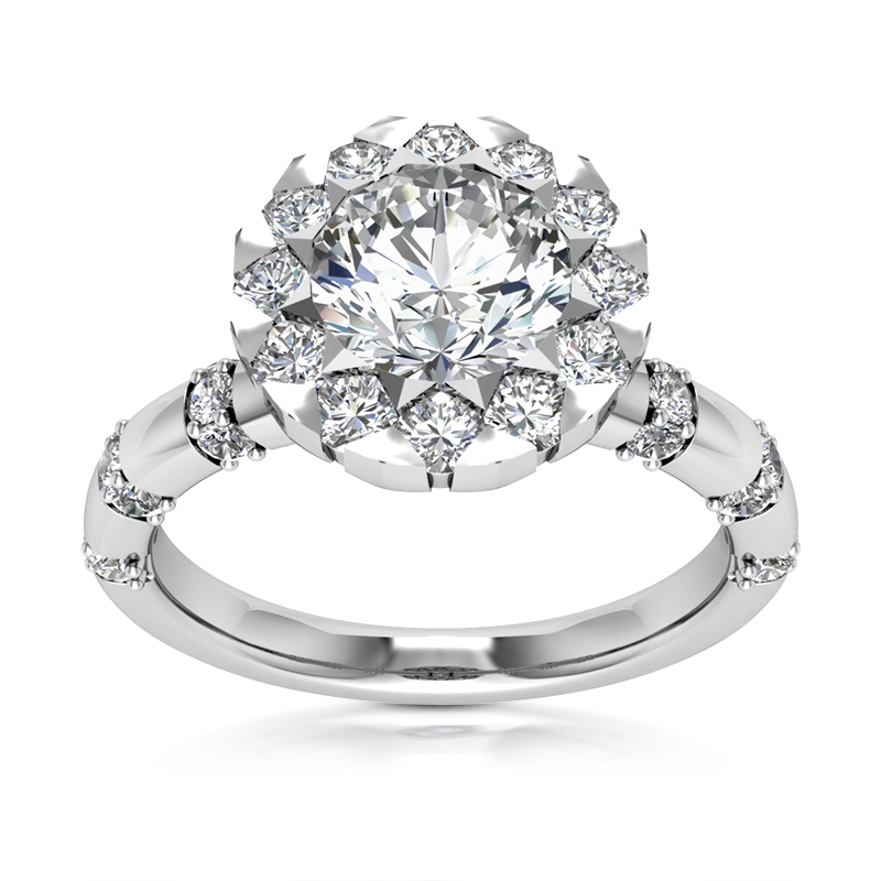 Wrap Set Halo Center Diamond Engagement Ring (2ct)