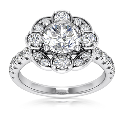 Flower Halo Diamond Engagement Ring (0.72ct)