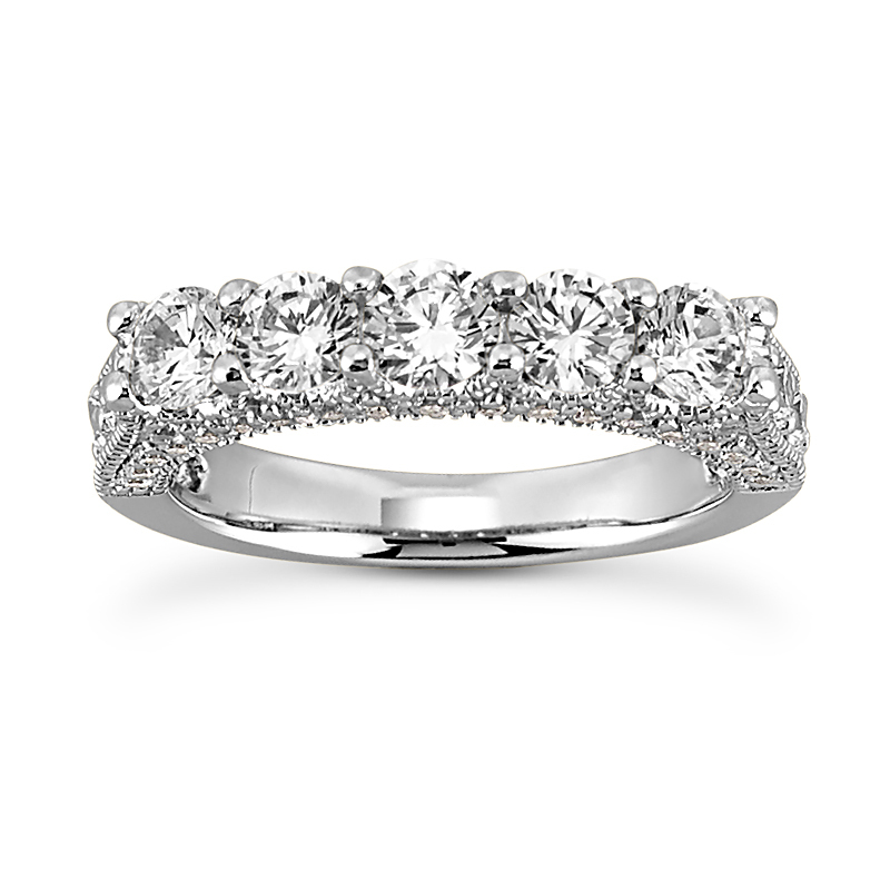 14K white gold Fancy Five Stone Diamond Bridal Ring (2.88ct) - main view