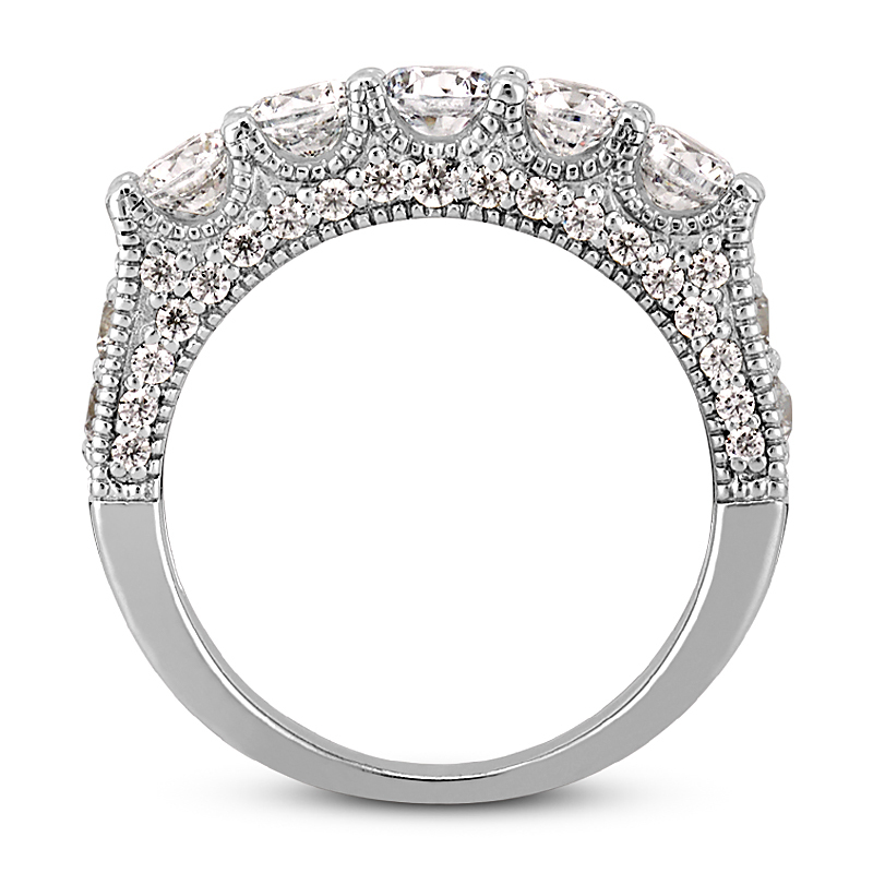 14K white gold Fancy Five Stone Diamond Bridal Ring (2.88ct) - alternate view 2