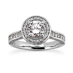 Diamond Arch Halo Round Engagement Ring (1ct Center)