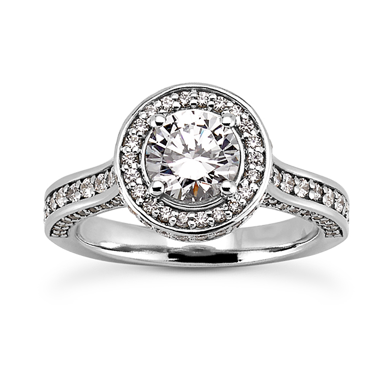 Diamond Arch Halo Round Engagement Ring (0.50ct Center)