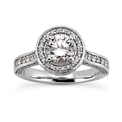 Diamond Arch Halo Round Engagement Ring (0.75ct Center)