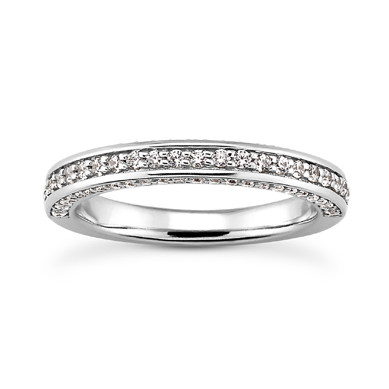 14K white gold 3mm. Precision Set Round Diamond Wedding Band (1/2 ct. tw.) - main view