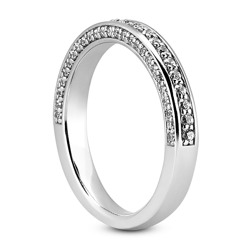14K white gold 3mm. Precision Set Round Diamond Wedding Band (1/2 ct. tw.) - alternate view 2