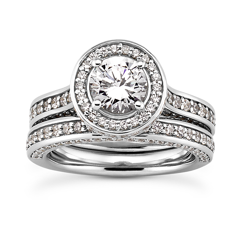 14K white gold 3mm. Precision Set Round Diamond Wedding Band (1/2 ct. tw.) - alternate view 3