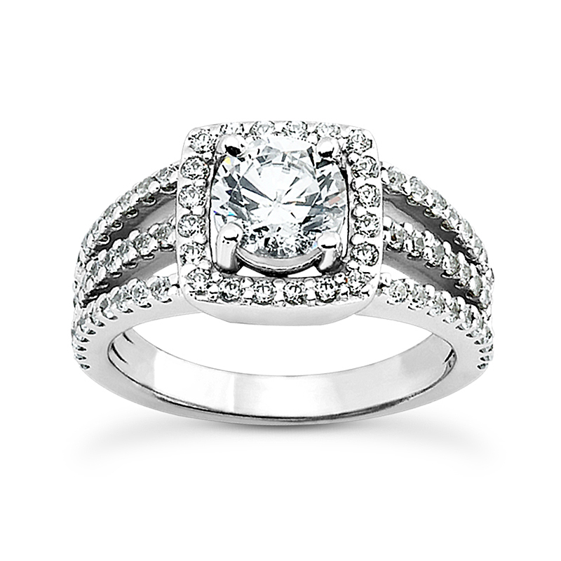 Split Triple Shank Halo Engagement Ring (1/2 ct. t.w.)