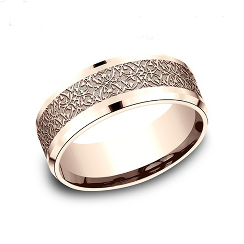 14K pink gold 8mm. same as picture Benchmark-8mm-Comfort-Fit-Motifs-of-Ottoman-Empire - alternate view 3