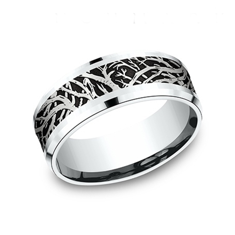 10K white gold 8mm. same as picture Benchmark-8mm-Comfort-Fit-Enchanted-Forest-design- - main view