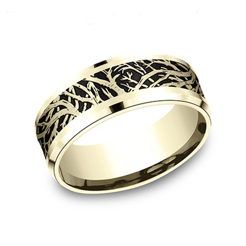 10K yellow gold 8mm. same as picture Benchmark-8mm-Comfort-Fit-Enchanted-Forest-design- - alternate view 2