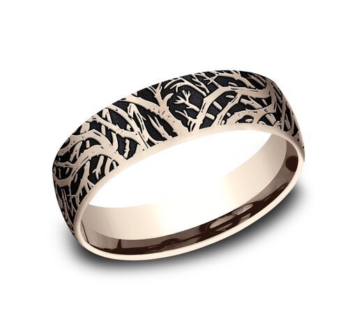 14K pink gold 6.5mm same as picture Benchmark-6.5mm-Comfort-Fit-Enchanted-Forest-Desig - alternate view 3
