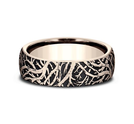 14K pink gold 6.5mm same as picture Benchmark-6.5mm-Comfort-Fit-Enchanted-Forest-Desig - alternate view 4