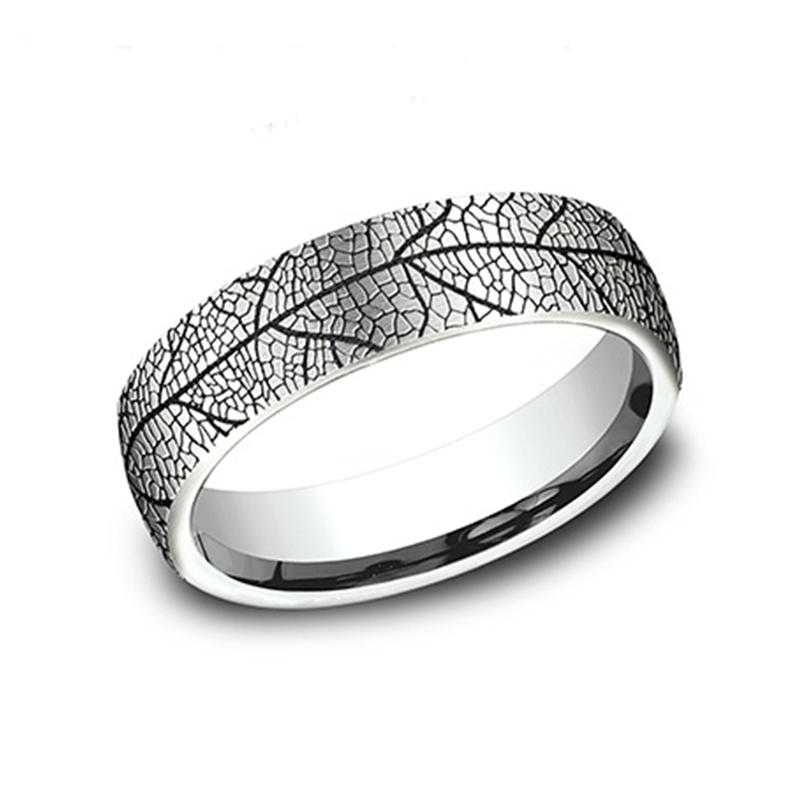 platinum 6.5mm same as picture Benchmark-6.5mm-Comfort-Fit-Leaf-Pattern-Design-Ba - main view