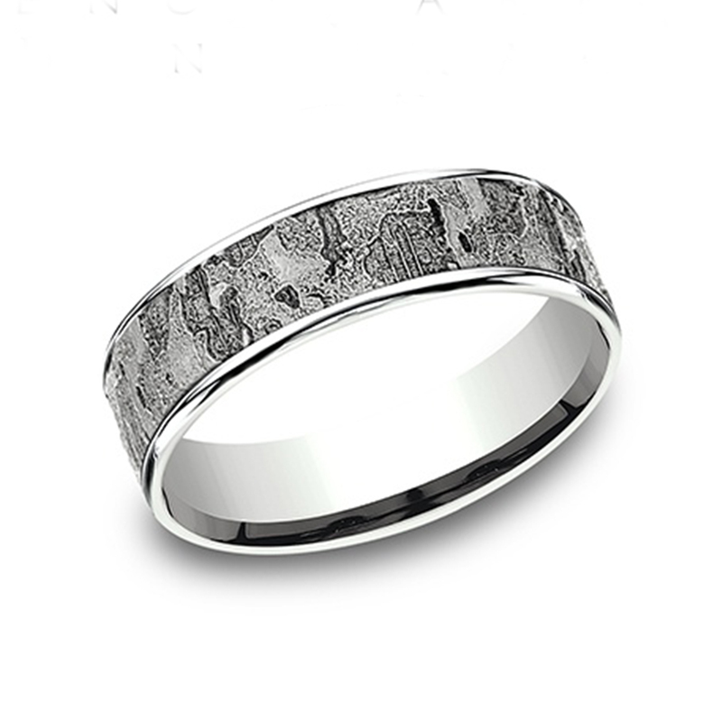 14K white gold 6.5mm same as picture Benchmark-6.5mm-Comfort-Fit-Intricate-Wall-Design- - main view