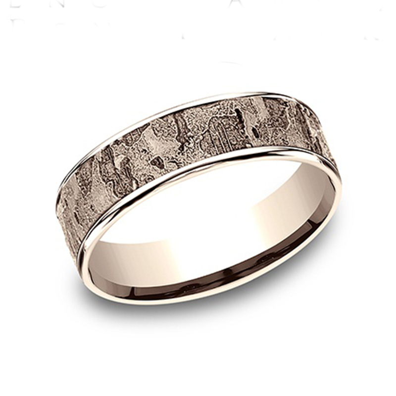 14K pink gold 6.5mm same as picture Benchmark-6.5mm-Comfort-Fit-Intricate-Wall-Design- - alternate view 3