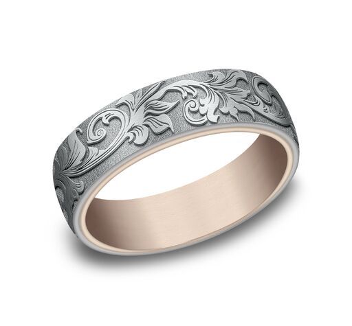 14K same as picture gold 6.5mm same as picture Benchmark-6.5mm-Comfort-Fit-Floral-Motifs-of-the-V - main view