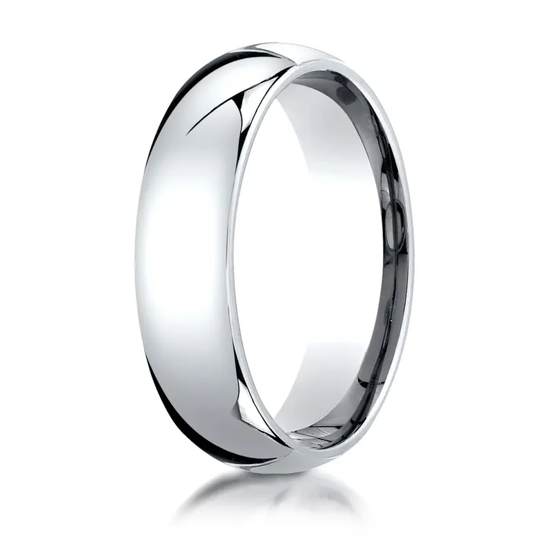 10K white gold 6mm. high polish Plain-Dome-Comfort-Fit-Wedding-Band - alternate view 13