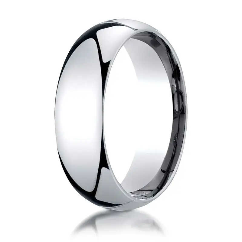 10K white gold 7mm. high polish Plain-Dome-Comfort-Fit-Wedding-Band - alternate view 16