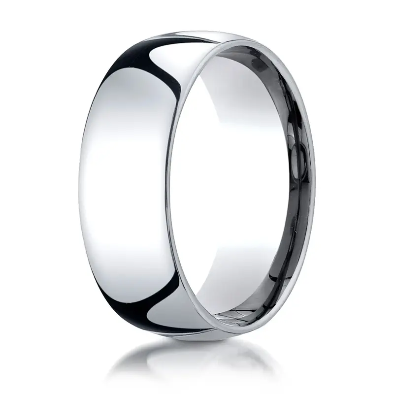 10K white gold 8mm. high polish Plain-Dome-Comfort-Fit-Wedding-Band - alternate view 20