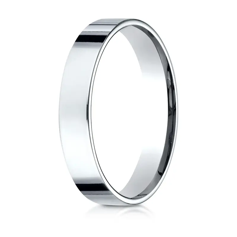 10K white gold 4mm. high polish Plain-Flat-Comfort-Fit-Wedding-Band - alternate view 2