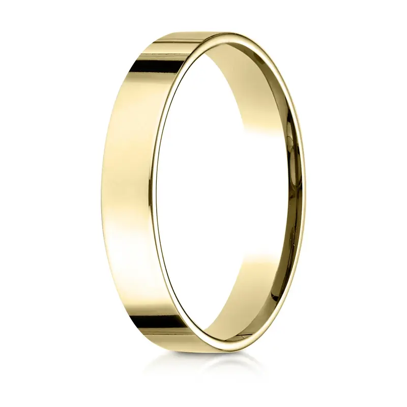 10K yellow gold 4mm. high polish Plain-Flat-Comfort-Fit-Wedding-Band - main view