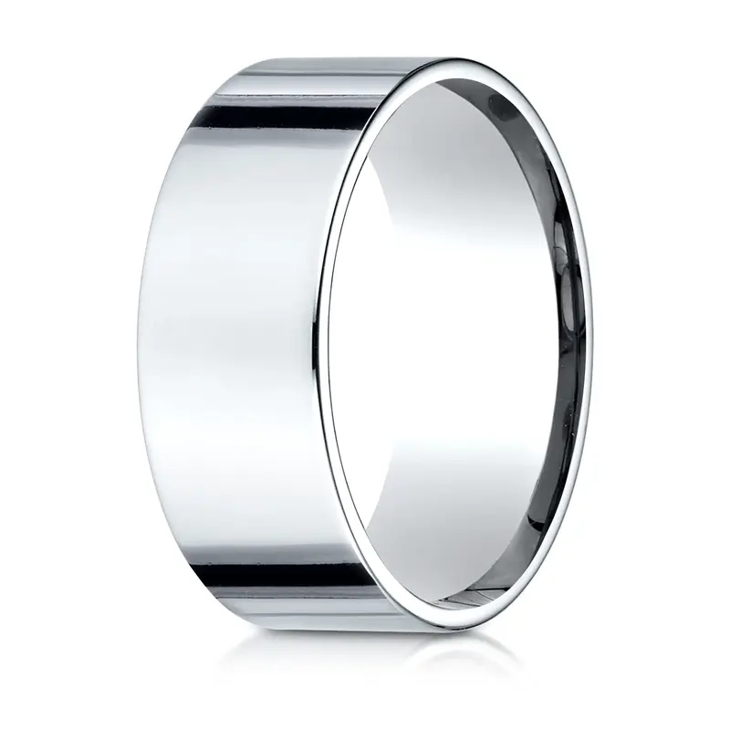 10K white gold 8mm. high polish Plain-Flat-Comfort-Fit-Wedding-Band - alternate view 7