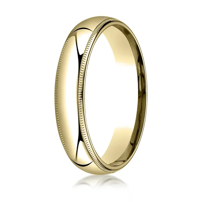 10K yellow gold 5mm. high polish Plain-Dome-Milgrain-Comfort-Fit-Wedding-Band - alternate view 4