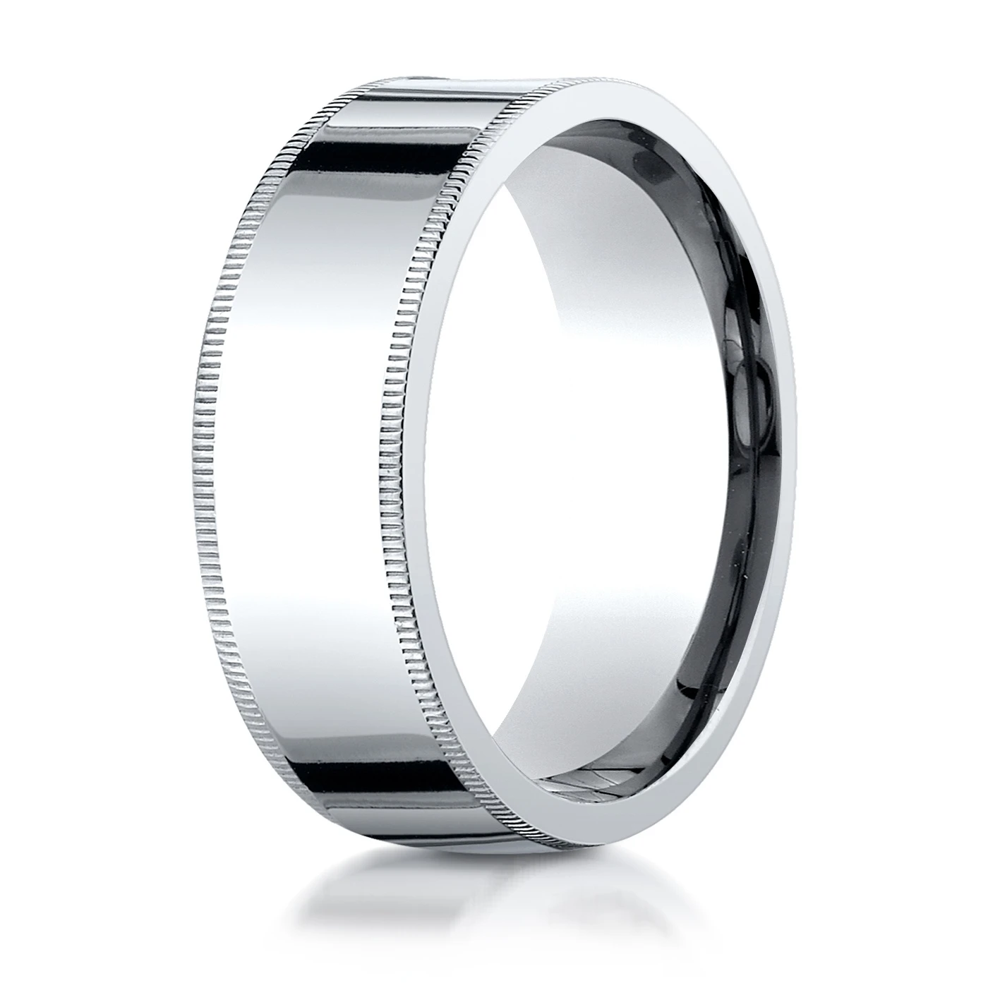 Plain Flat Milgrain Comfort Fit Wedding Band - view 6