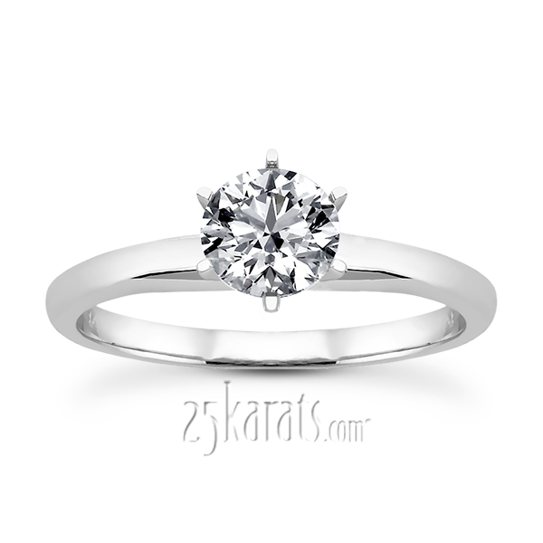 6.5 mm Moissanite Round Cut 6-Prong Classic Solitaire Engagement Ring