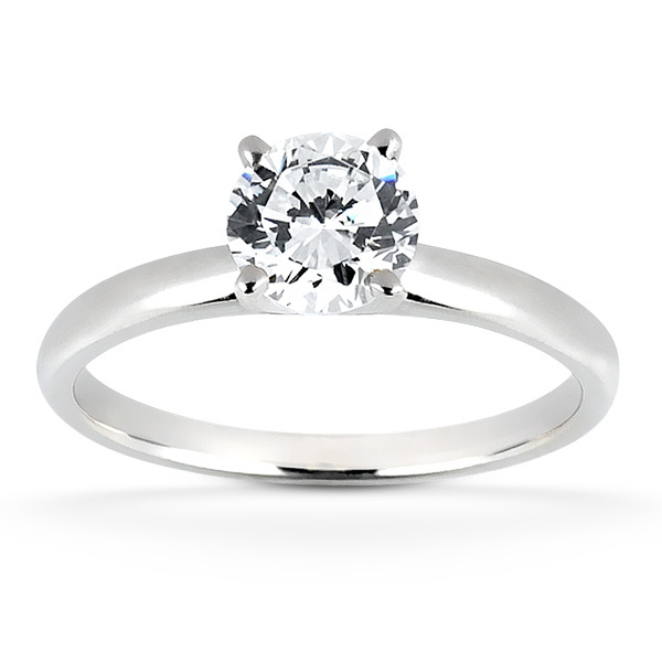 14K gold 6.5 mm Moissanite Round Cut 4-Prong Classic Solitaire Engagement Ring - main view