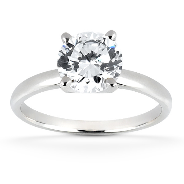 14K gold 7.5 mm Moissanite Round Cut 4-Prong Classic Solitaire Engagement Ring - main view