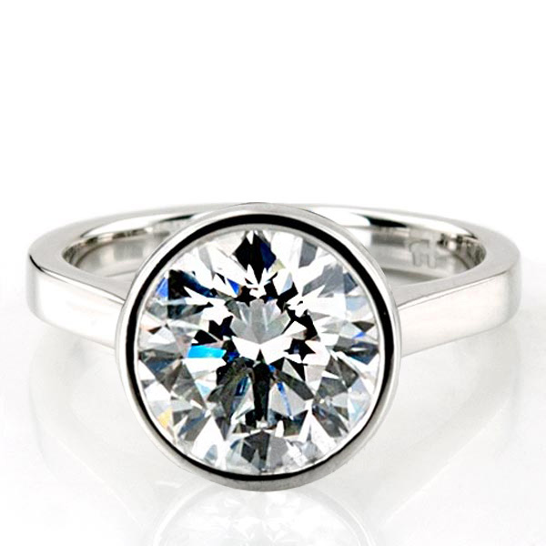 14K gold 6.5 mm Moissanite Bezel Set Modern Solitaire Engagement Ring - main view