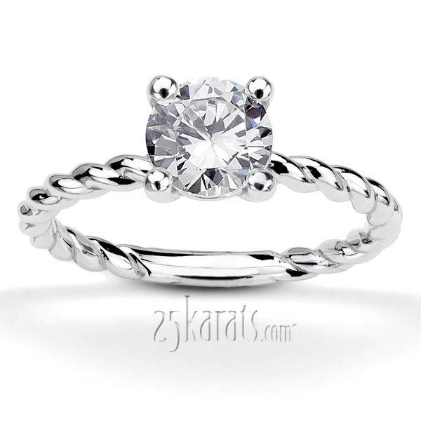 14K gold 5 mm Moissanite Wire Shank Contemporary Solitaire Engagement Ring - main view