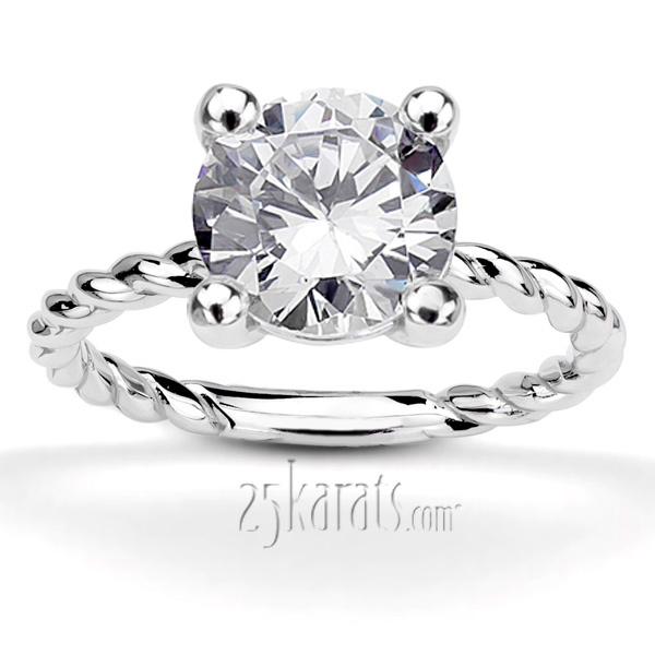 14K gold 6.5 mm Moissanite Wire Shank Contemporary Solitaire Engagement Ring - main view