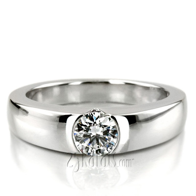 5 mm  Moissanite Tension Set Solitaire Diamond Engagement Ring 
