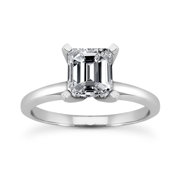 6 x 4 mm Moissanite Emerald Cut Solitaire Engagement Ring