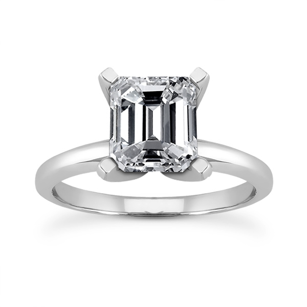 7 x 5 mm Moissanite Emerald Cut Solitaire Engagement Ring