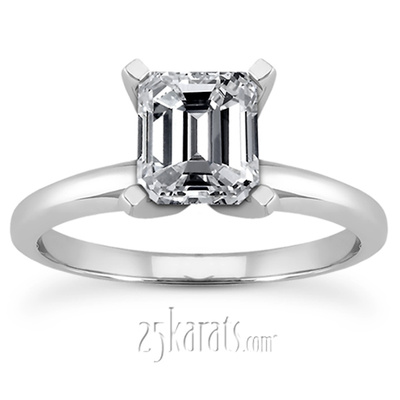 8 x 6 mm Moissanite Emerald Cut Solitaire Engagement Ring
