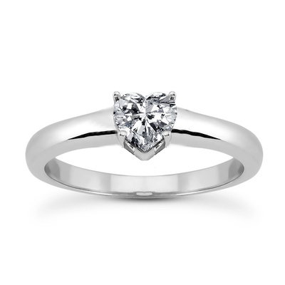 5 x 5 mm Moissanite Heart Shape Solitaire Diamond Bridal Ring