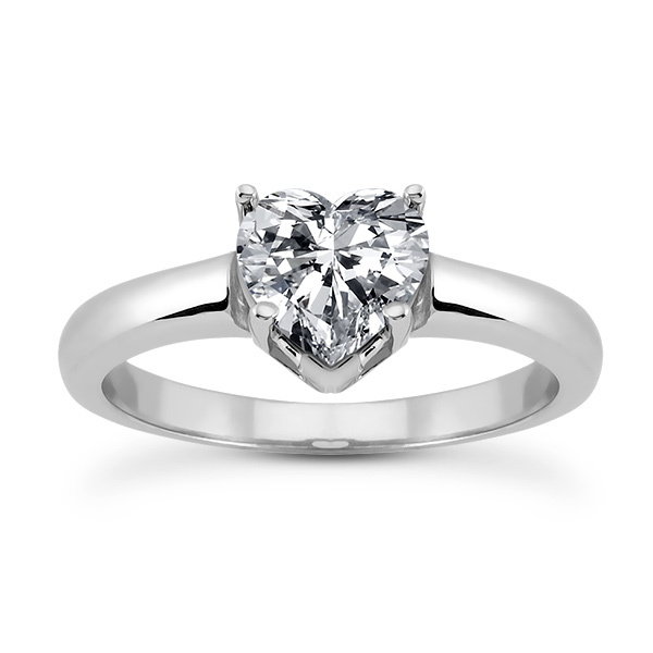 14K gold 6.5 x 6.5 mm Moissanite Heart Shape Solitaire Diamond Bridal Ring - main view