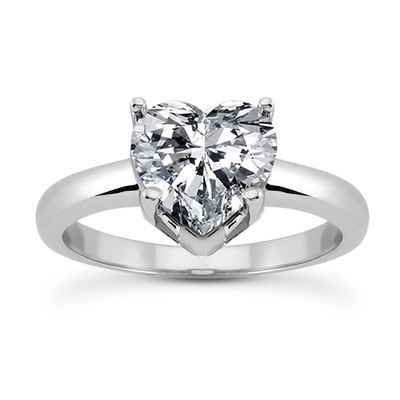 8 x 8 mm  Moissanite Heart Shape Solitaire Diamond Bridal Ring