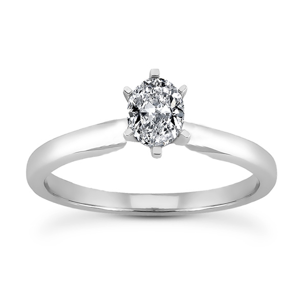 6 x 4 mm Moissanite Oval Cut 6-Prong Solitaire Engagement Ring